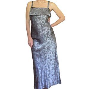 VTG 90s Y2K Metallic Floral Maxi Slip Dress